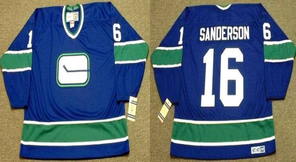 2019 Men Vancouver Canucks #16 Sanderson Blue CCM NHL jerseys->vancouver canucks->NHL Jersey